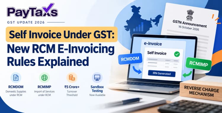 GSTN's new e-invoicing facility for self-invoices under RCM using RCMDOM and RCMIMP