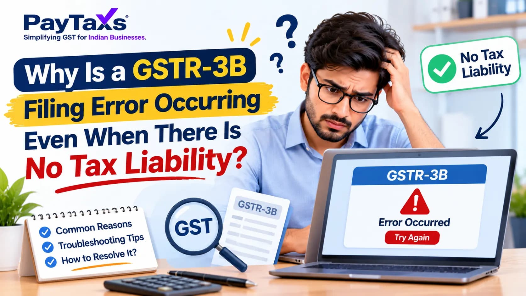 GSTR-3B filing error on the GST portal even with nil tax liability