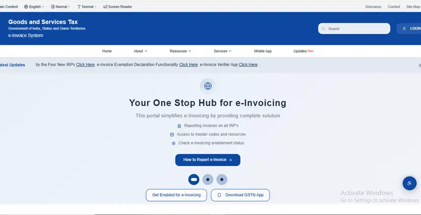 The official GST e-Invoice portal provides access to e-invoicing services and resources.